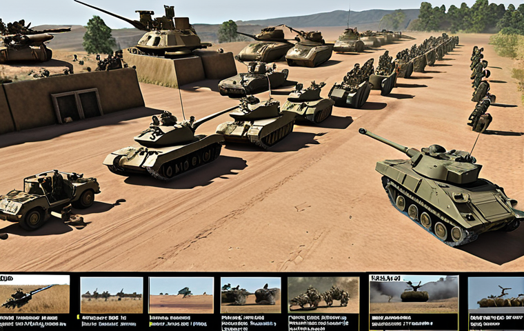 **Strategic Army Composition:** A battle scene overview. One force showcasing balanced infantry, tanks, and aircraft demonstrating effective unit synergies and tactical positioning. The other side displays weak point, and poor unit composition. Detailed combat log data overlaid (subtly) to visualize effectiveness.